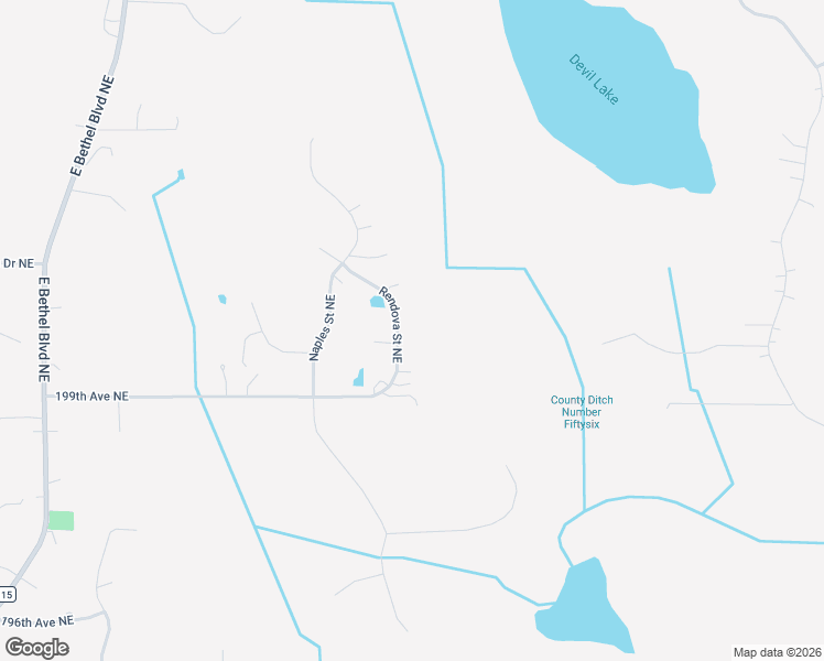 map of restaurants, bars, coffee shops, grocery stores, and more near 19968 Rendova Street Northeast in East Bethel