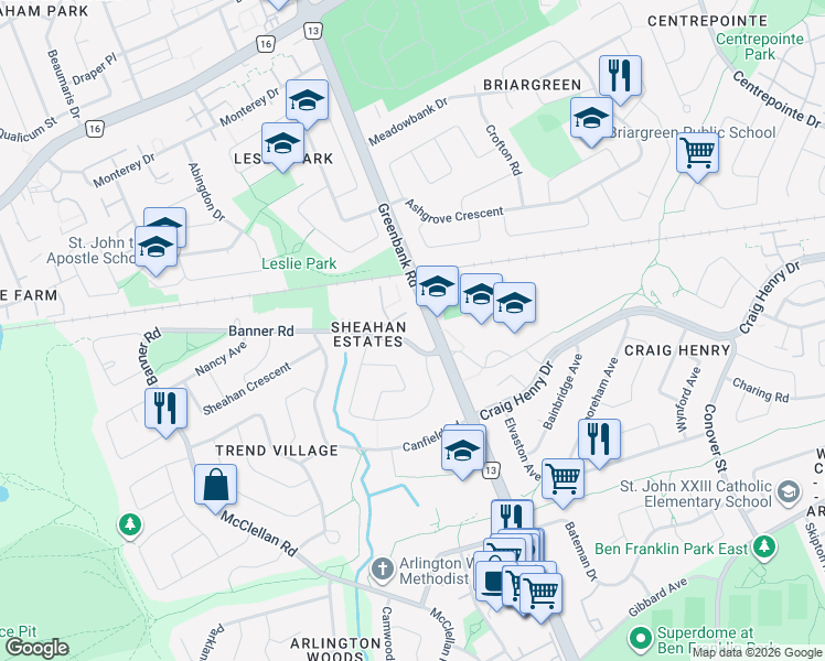 map of restaurants, bars, coffee shops, grocery stores, and more near in Ottawa