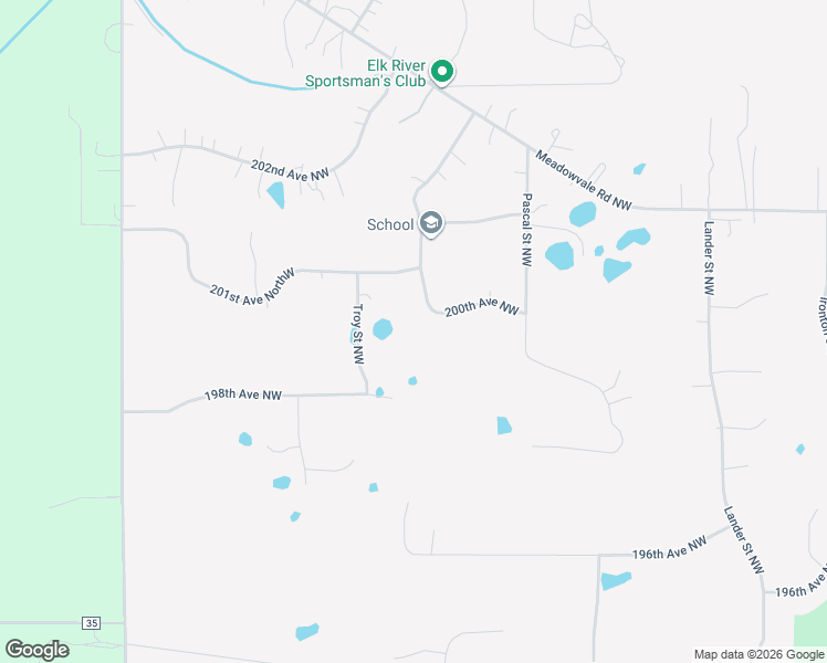 map of restaurants, bars, coffee shops, grocery stores, and more near 13940 200th Avenue Northwest in Elk River