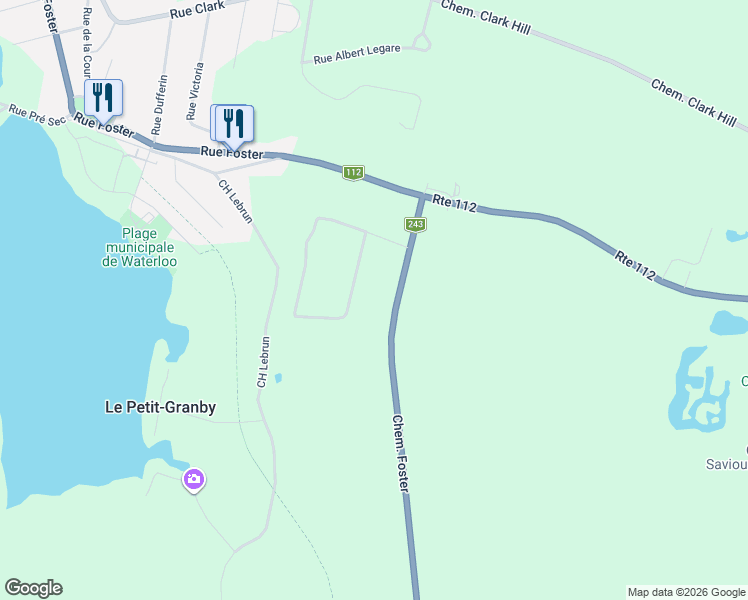 map of restaurants, bars, coffee shops, grocery stores, and more near Chemin Foster in La Haute-Yamaska