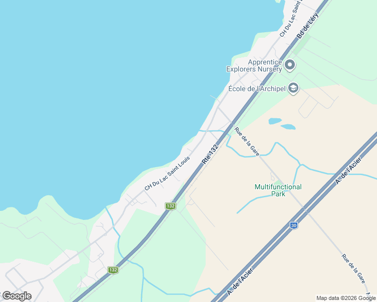 map of restaurants, bars, coffee shops, grocery stores, and more near 1533 Chemin du Lac-Saint-Louis in Léry