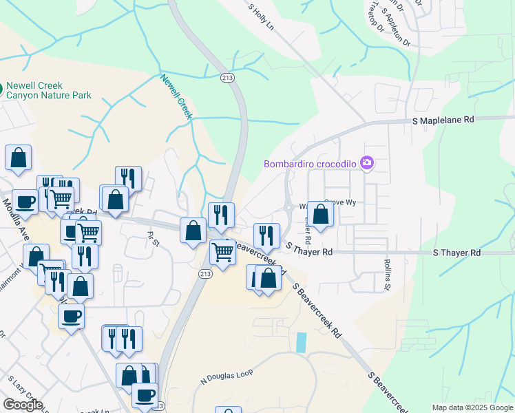 map of restaurants, bars, coffee shops, grocery stores, and more near 14330 South Maple Lane Court in Oregon City
