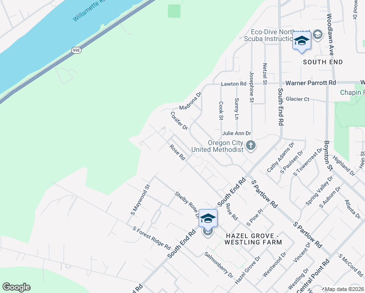 map of restaurants, bars, coffee shops, grocery stores, and more near 18743 Sunblaze Drive in Oregon City