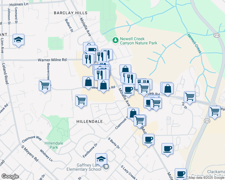 map of restaurants, bars, coffee shops, grocery stores, and more near 1680 Molalla Avenue in Oregon City