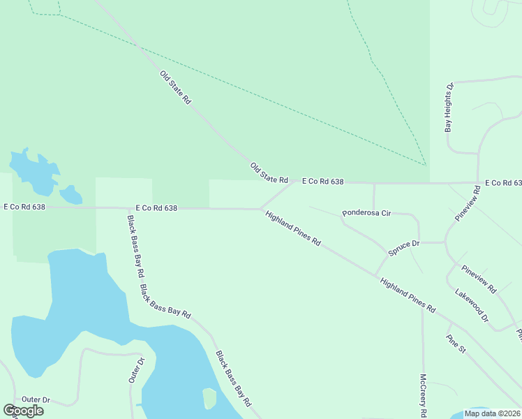 map of restaurants, bars, coffee shops, grocery stores, and more near 15001 Highland Pines Road in Presque Isle County