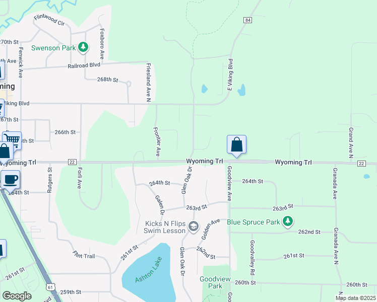 map of restaurants, bars, coffee shops, grocery stores, and more near 26490 Glen Oak Drive in Wyoming