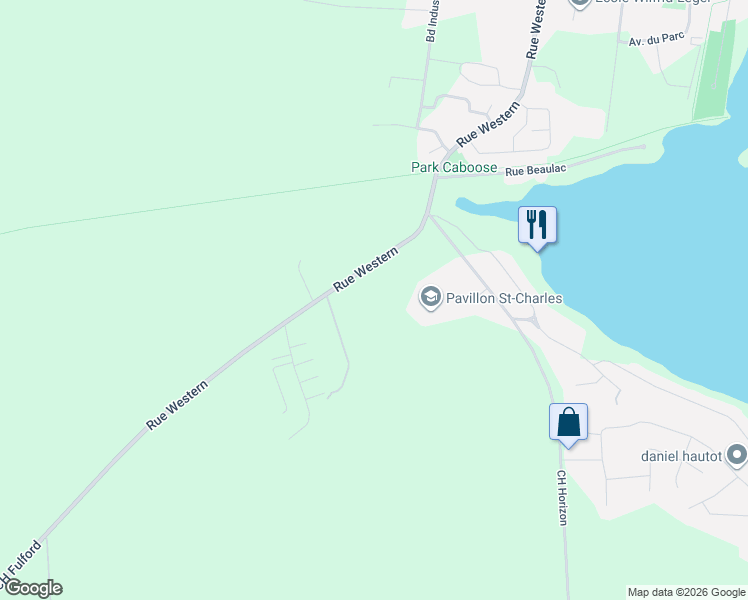 map of restaurants, bars, coffee shops, grocery stores, and more near 64 Rue Western in Waterloo