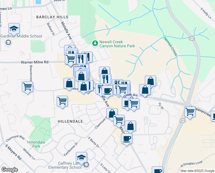 map of restaurants, bars, coffee shops, grocery stores, and more near 1902 South Beavercreek Road in Oregon City