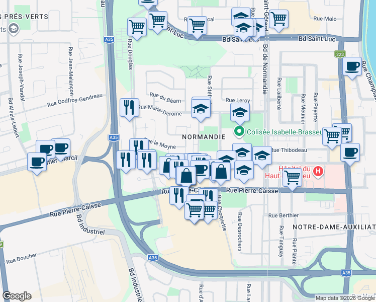 map of restaurants, bars, coffee shops, grocery stores, and more near 935 Rue Chaput in Saint-Jean-sur-Richelieu