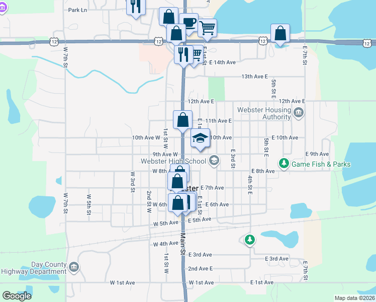 map of restaurants, bars, coffee shops, grocery stores, and more near in Webster