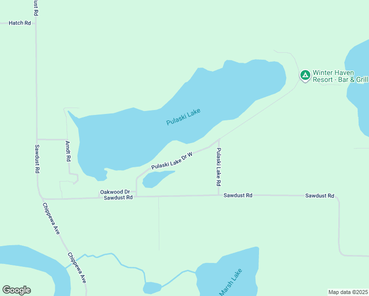 map of restaurants, bars, coffee shops, grocery stores, and more near W11752 Pulaski Lake Drive West in Bruce