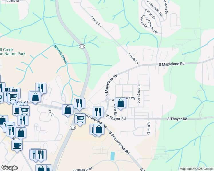 map of restaurants, bars, coffee shops, grocery stores, and more near 15130 South Maple Lane Court in Oregon City