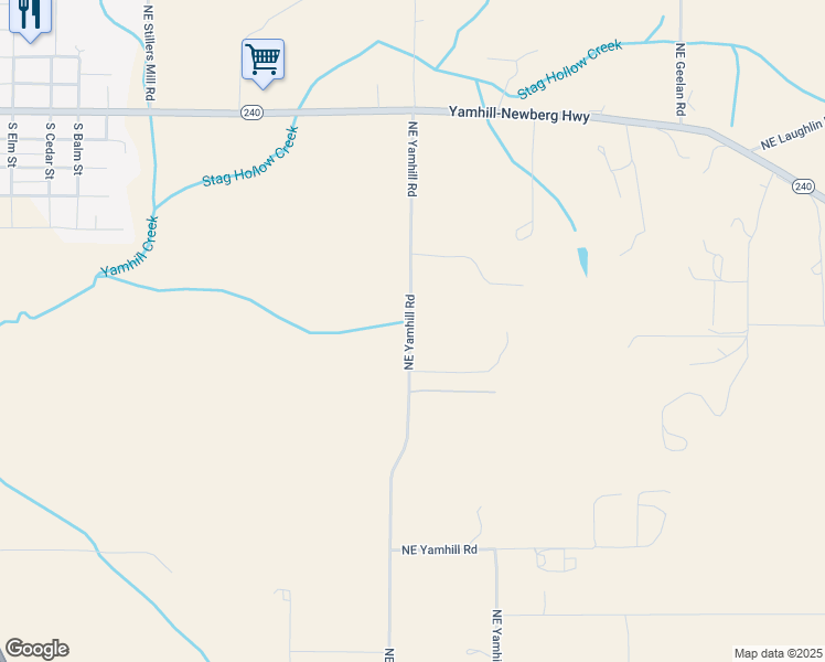 map of restaurants, bars, coffee shops, grocery stores, and more near 16175-16411 NE Yamhill Rd in Yamhill