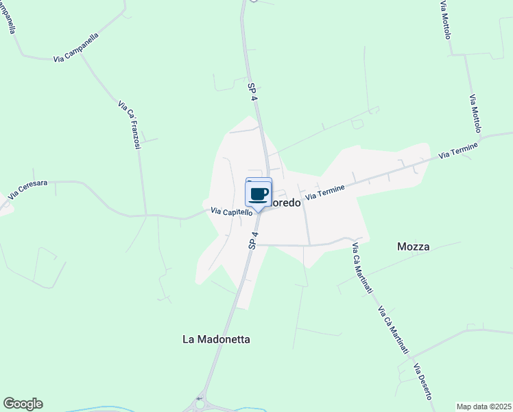 map of restaurants, bars, coffee shops, grocery stores, and more near 24 Via Colloredo in Colloredo