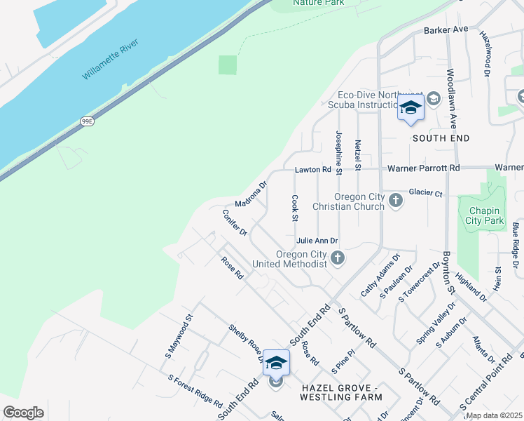 map of restaurants, bars, coffee shops, grocery stores, and more near 1235 Lafayette Avenue in Oregon City