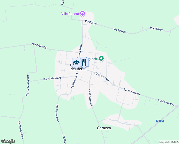 map of restaurants, bars, coffee shops, grocery stores, and more near 19 Via Nazionale in Campiglia dei Berici