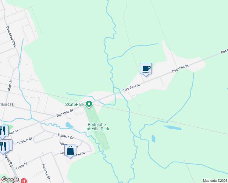 map of restaurants, bars, coffee shops, grocery stores, and more near 2026 Des Pins Street in The Nation