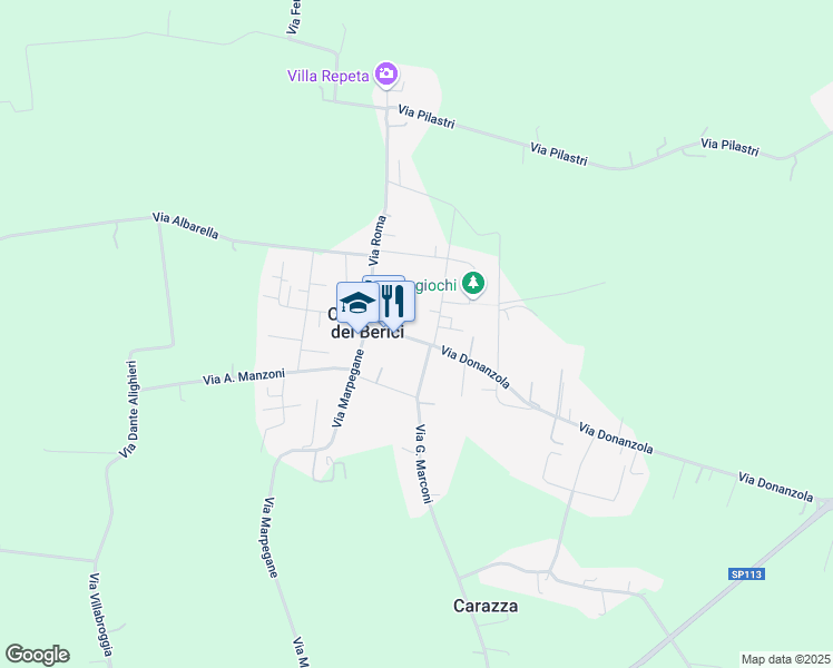 map of restaurants, bars, coffee shops, grocery stores, and more near 19 Via Nazionale in Campiglia dei Berici
