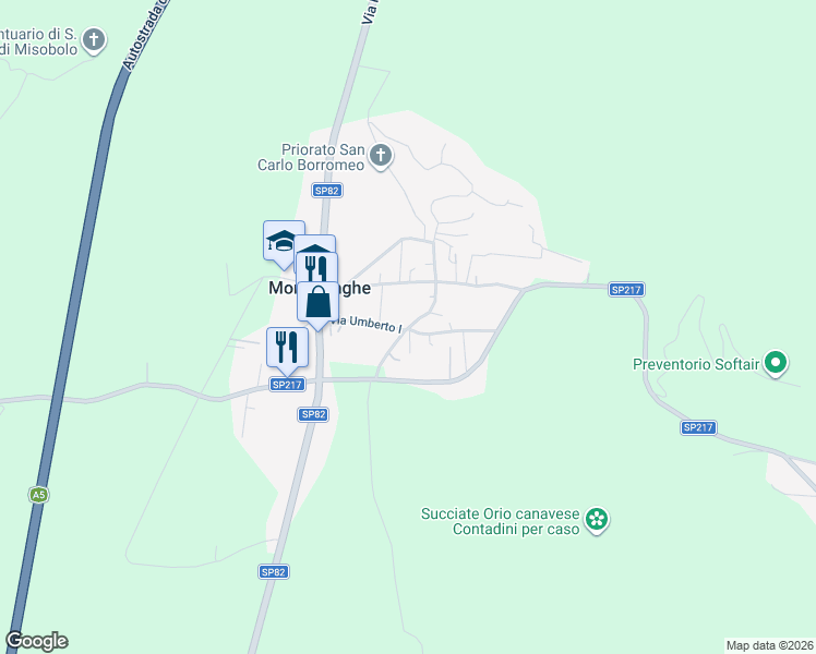 map of restaurants, bars, coffee shops, grocery stores, and more near 2 Via Montebello in Montalenghe