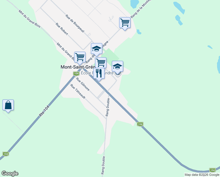 map of restaurants, bars, coffee shops, grocery stores, and more near Avenue du Curé Dupuis in Montérégie