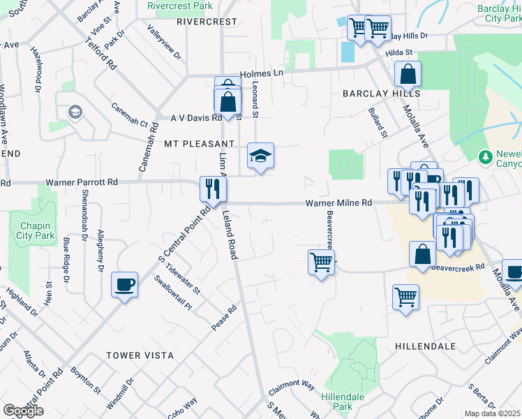 map of restaurants, bars, coffee shops, grocery stores, and more near 150 Warner Milne Road in Oregon City