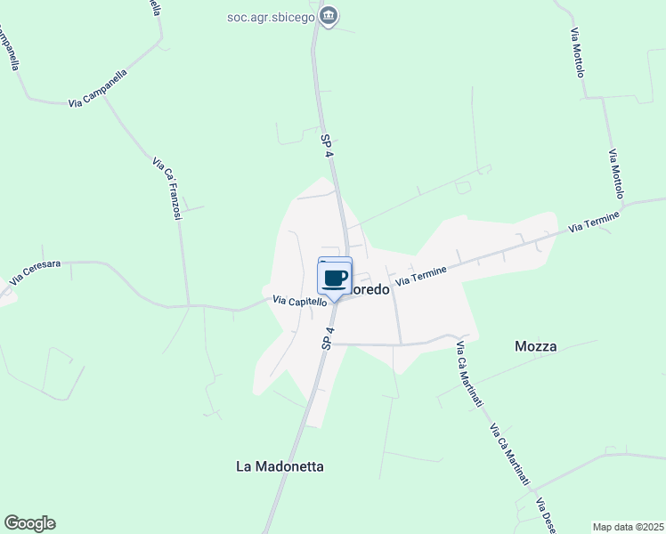 map of restaurants, bars, coffee shops, grocery stores, and more near 24 Via Colloredo in Colloredo