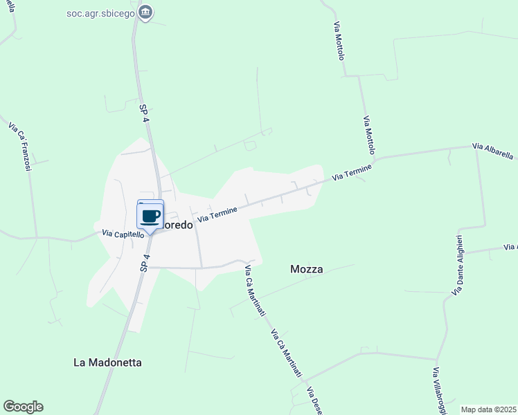 map of restaurants, bars, coffee shops, grocery stores, and more near 18 Via Termine in Provincia di Vicenza