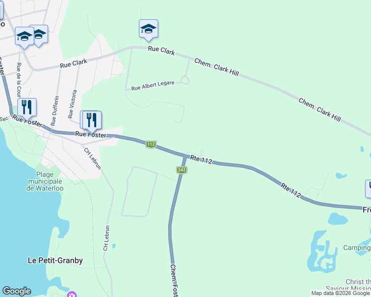 map of restaurants, bars, coffee shops, grocery stores, and more near 2976 Québec 112 in Shefford