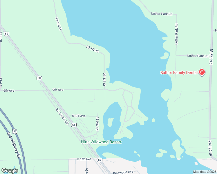 map of restaurants, bars, coffee shops, grocery stores, and more near 2373 9th Avenue in Chetek