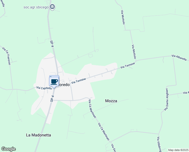 map of restaurants, bars, coffee shops, grocery stores, and more near 18 Via Termine in Provincia di Vicenza