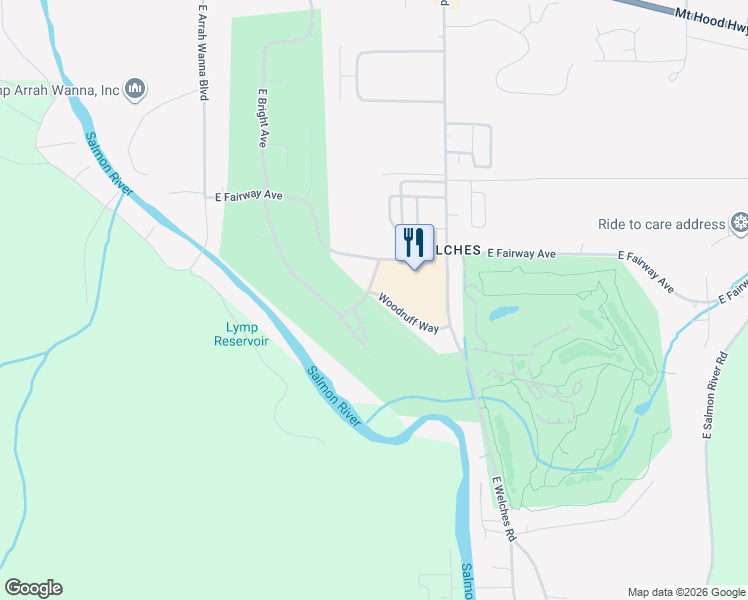 map of restaurants, bars, coffee shops, grocery stores, and more near 67920 Woodruff Way in Mount Hood Village