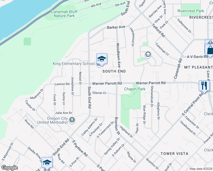 map of restaurants, bars, coffee shops, grocery stores, and more near 152 Warner Parrott Road in Oregon City