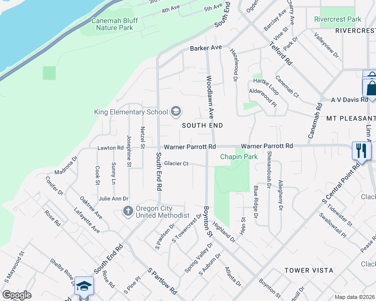 map of restaurants, bars, coffee shops, grocery stores, and more near 151 Warner Parrott Road in Oregon City