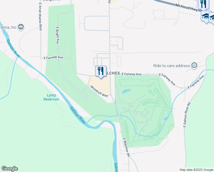 map of restaurants, bars, coffee shops, grocery stores, and more near 68150 East Fairway Avenue in Mount Hood Village