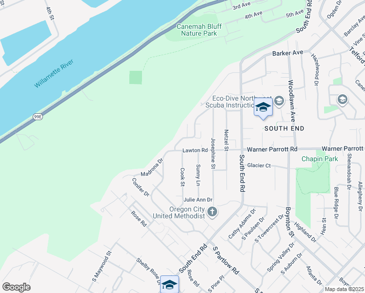 map of restaurants, bars, coffee shops, grocery stores, and more near 501 Lawton Road in Oregon City