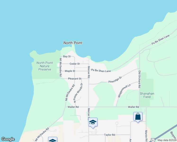 map of restaurants, bars, coffee shops, grocery stores, and more near 13000 Maple Street in Charlevoix