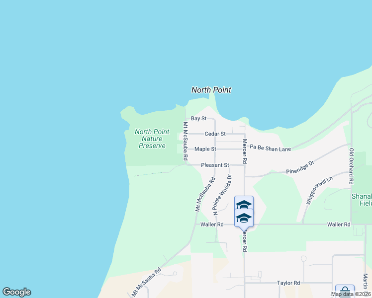 map of restaurants, bars, coffee shops, grocery stores, and more near 13298 Maple St in Charlevoix