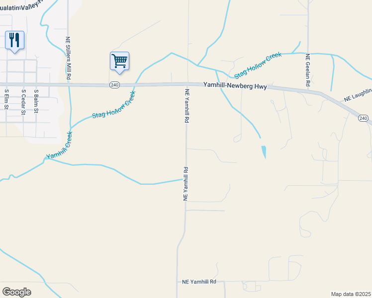 map of restaurants, bars, coffee shops, grocery stores, and more near 16411 Northeast Yamhill Road in Yamhill