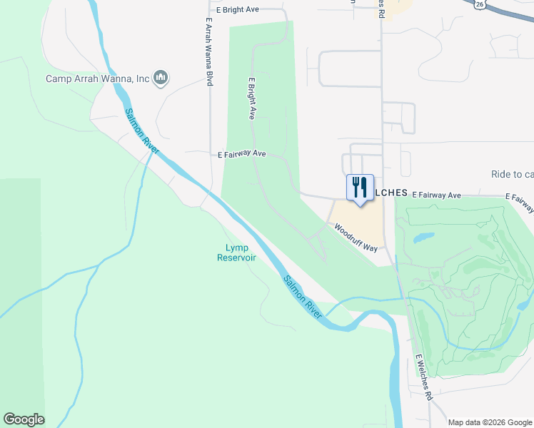 map of restaurants, bars, coffee shops, grocery stores, and more near 25759 East Bright Avenue in Mount Hood Village