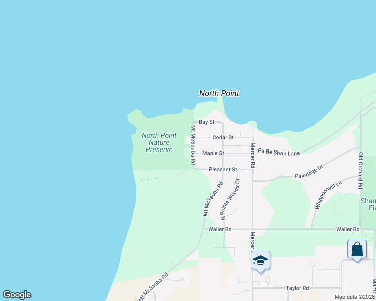 map of restaurants, bars, coffee shops, grocery stores, and more near 13298 Maple Street in Charlevoix