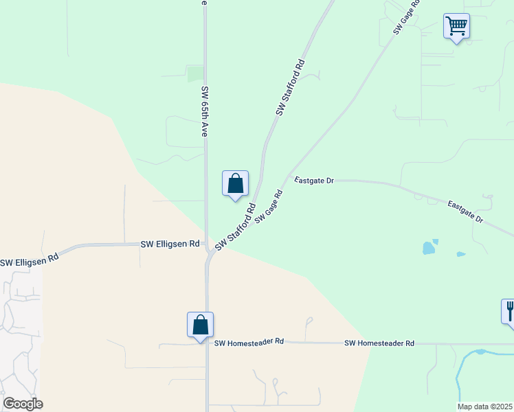 map of restaurants, bars, coffee shops, grocery stores, and more near 25124 Southwest Stafford Road in Tualatin