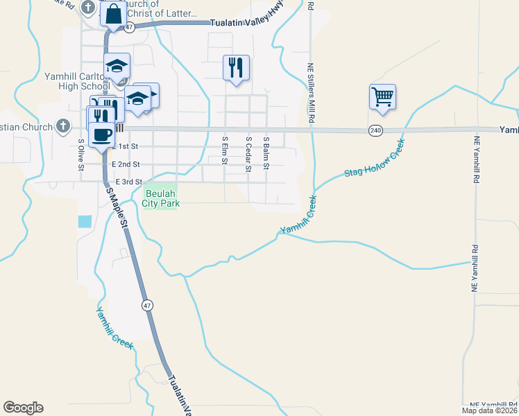 map of restaurants, bars, coffee shops, grocery stores, and more near 875 E 4th St in Yamhill