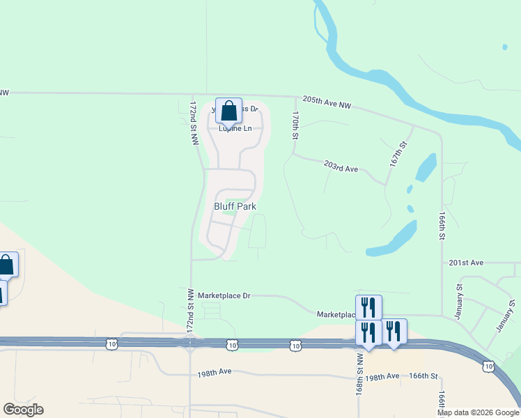 map of restaurants, bars, coffee shops, grocery stores, and more near 20249 Prairie Drive in Big Lake