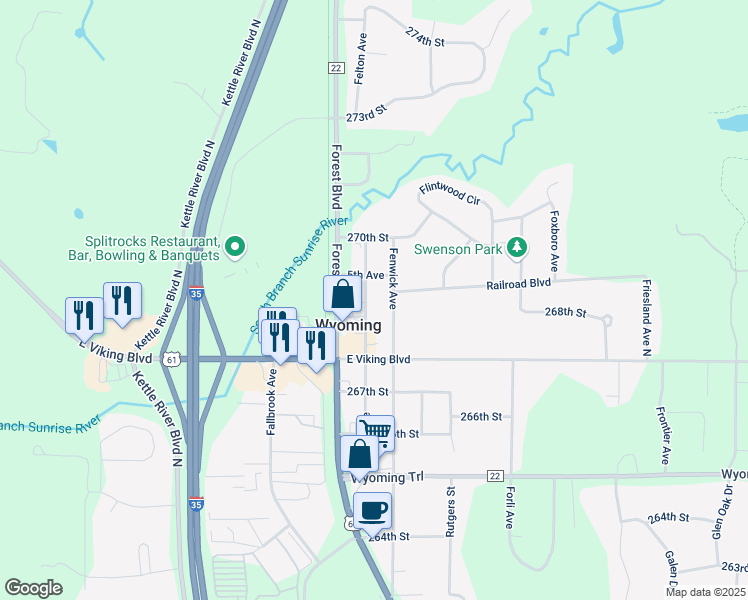 map of restaurants, bars, coffee shops, grocery stores, and more near 26795 Felton Avenue in Wyoming