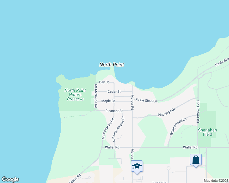 map of restaurants, bars, coffee shops, grocery stores, and more near 13097 Cedar Street in Charlevoix