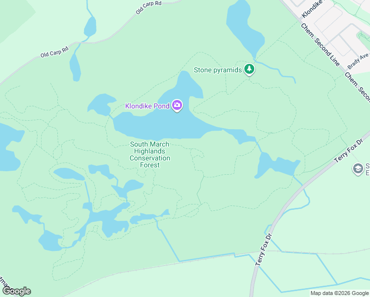 map of restaurants, bars, coffee shops, grocery stores, and more near South March Highland Trails in Ottawa