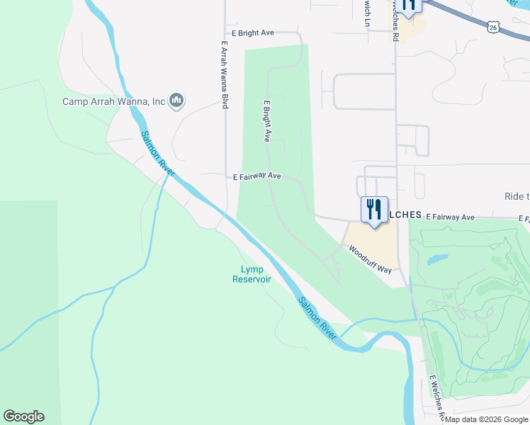 map of restaurants, bars, coffee shops, grocery stores, and more near 67484 East Bright Court in Mount Hood Village