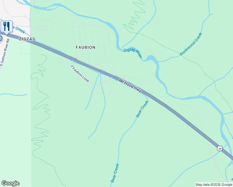 map of restaurants, bars, coffee shops, grocery stores, and more near 71340 East Thimbleberry Street in Rhododendron