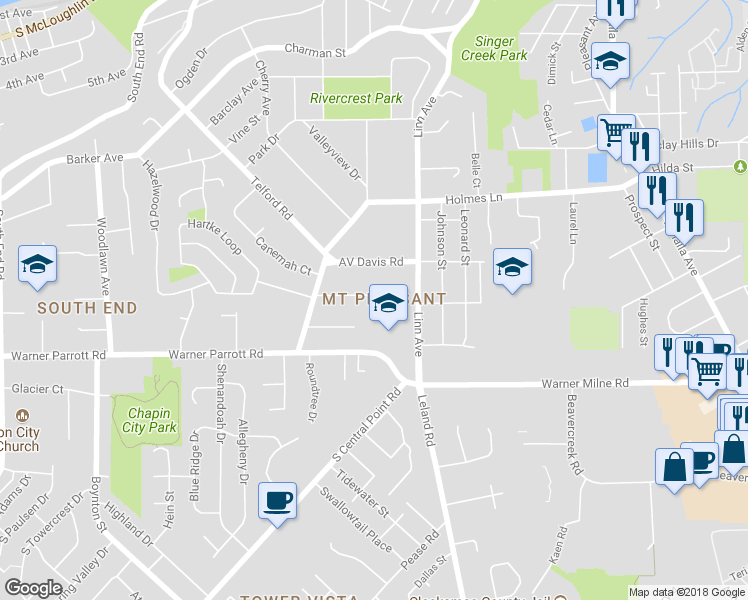 map of restaurants, bars, coffee shops, grocery stores, and more near 158 Donald Street in Oregon City