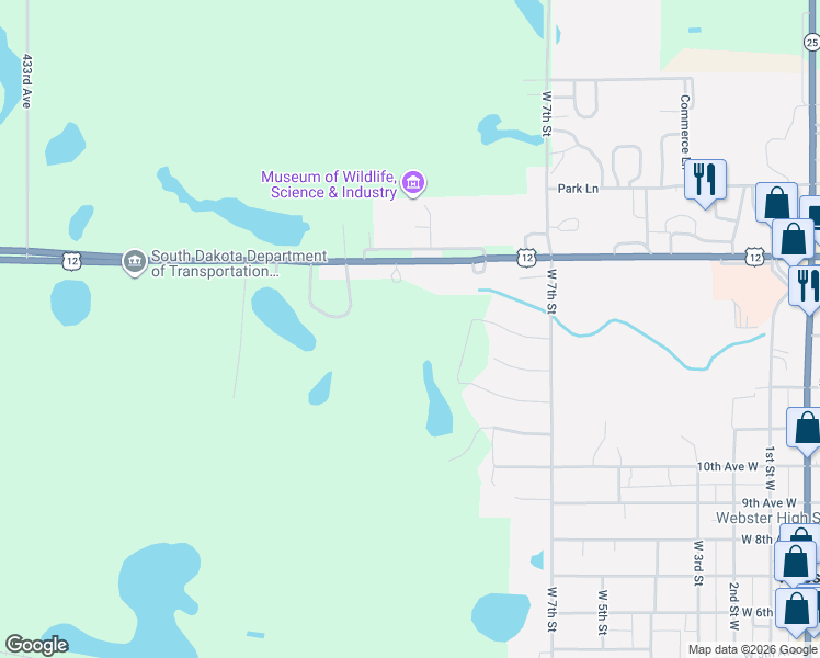 map of restaurants, bars, coffee shops, grocery stores, and more near 751 U.S. 12 in Webster